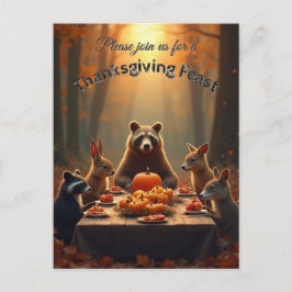 Woodland Thanksgiving Party Vrienden en familie Uitnodiging Briefkaart
