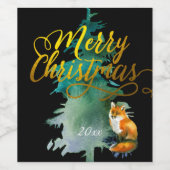Woodland Thema met Fox Custom Kerstmis Wijn Etiket (Enkel label)
