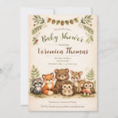 Woodland Theme Adorable Forest Animals Baby Shower Kaart (Voorkant)