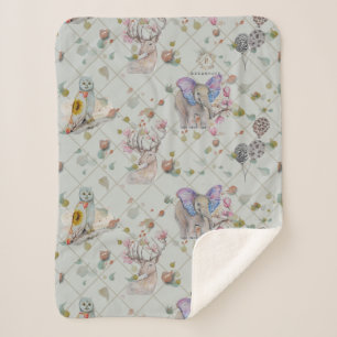Woodland Theme Baby Sherpa Deken