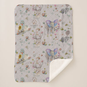 Woodland Theme Baby Sherpa Deken