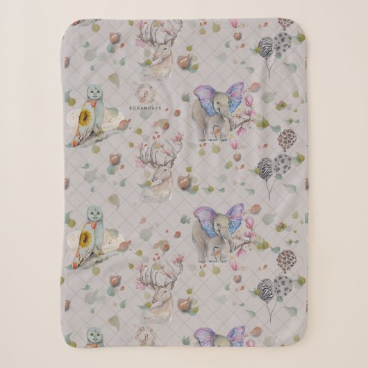 Woodland Theme Baby Sherpa Deken (Voorkant)