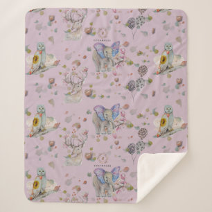 Woodland Theme Baby Sherpa Deken