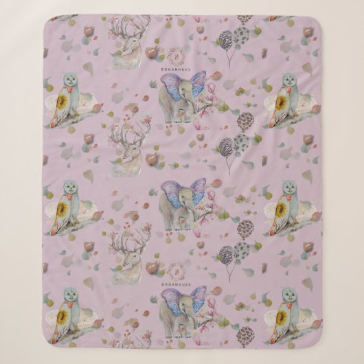 Woodland Theme Baby Sherpa Deken (Voorkant)