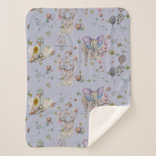 Woodland Theme Baby Sherpa Deken
