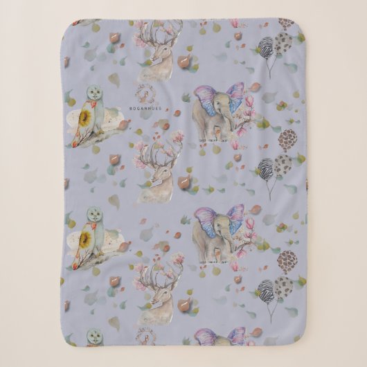 Woodland Theme Baby Sherpa Deken (Voorkant)