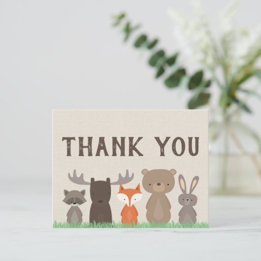 Woodland Theme Baby shower Dank u Briefkaarten (Staand voorkant)