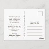 Woodland Theme Baby shower Dank u Briefkaarten (Achterkant)