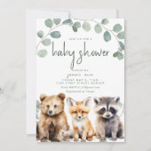Woodland Theme Baby shower met Dieren Kaart (Voorkant)
