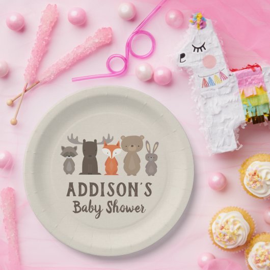Woodland Theme Baby shower Papier Borden Papieren Bordje (Feest)