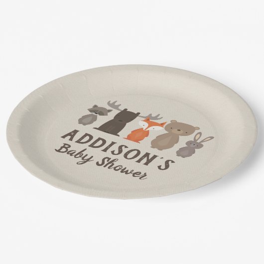 Woodland Theme Baby shower Papier Borden Papieren Bordje (Gekanteld)