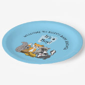 Woodland Theme Boy's Baby shower Papieren Bordje (Gekanteld)