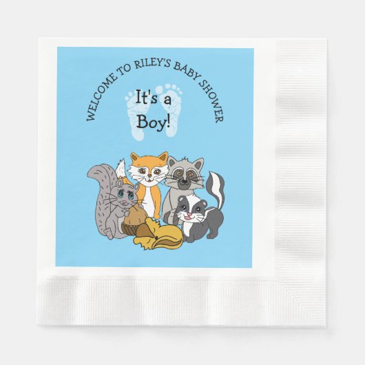 Woodland Theme Boy's Baby shower Servet (Voorkant)