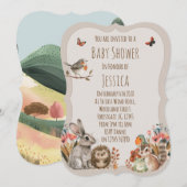 Woodland Theme Neutral Baby Shower Kaart (Voorkant / Achterkant)