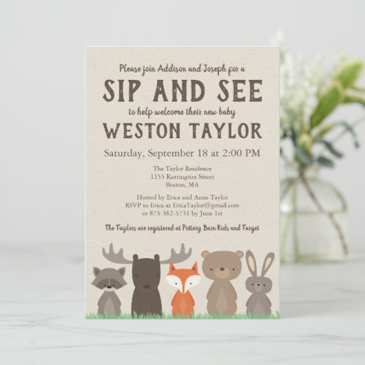 Woodland Theme SIP en Bekijk uitnodigingen (Staand voorkant)