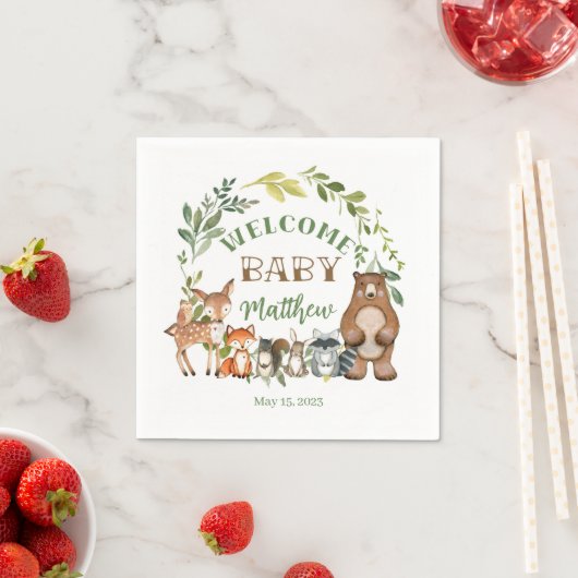 Woodland Themed Paper Party Napkins Servet (Insitu)