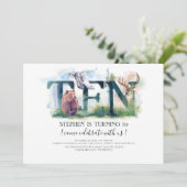 Woodland tien - 10e verjaardag uitnodiging (Staand voorkant)