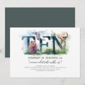 Woodland tien - 10e verjaardag uitnodiging (Voorkant / Achterkant)