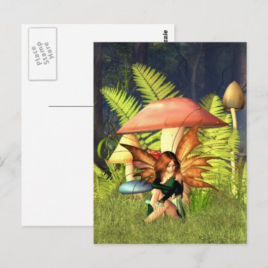 Woodland Toadstool Fairy Briefkaart (Voorkant / Achterkant)
