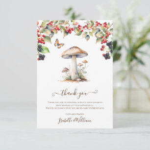 Woodland Toadstool & Mushroom Herfst Baby shower Bedankkaart