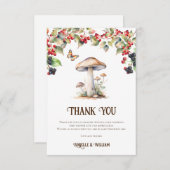 Woodland Toadstool & Mushroom Herfst Baby shower Bedankkaart (Voorkant / Achterkant)