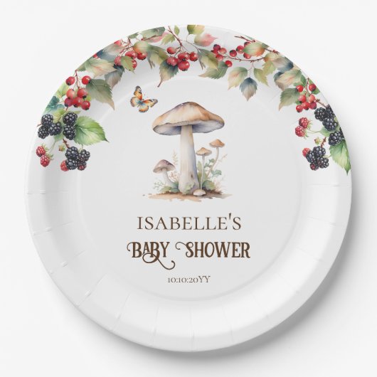 Woodland Toadstool & Mushroom Herfst Baby shower Papieren Bordje (Voorkant)