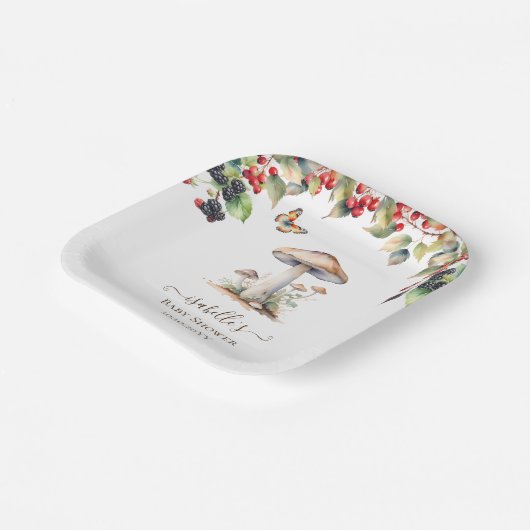 Woodland Toadstool & Mushroom Herfst Baby shower Papieren Bordje (Gebogen)