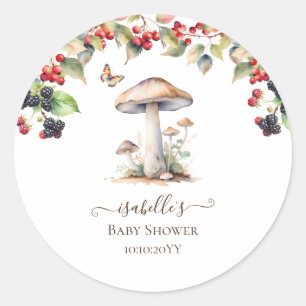 Woodland Toadstool & Mushroom Herfst Baby shower Ronde Sticker