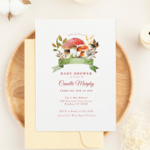 Woodland Toadstool Mushroom Red Baby shower Kaart
