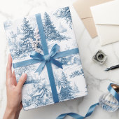 Woodland Toile Blue Christmas Holiday Cadeaupapier