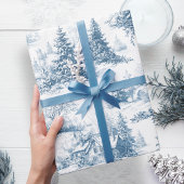 Woodland Toile Blue Christmas Holiday Cadeaupapier