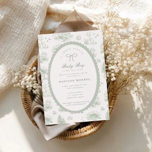 Woodland Toile Verhaalboek Strik Baby Shower Kaart