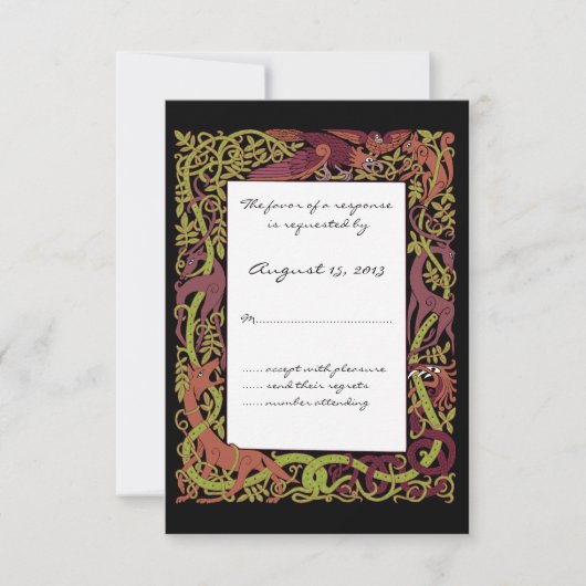 Woodland Tones Celtic Animals Design Wedding RSVP (Voorkant)
