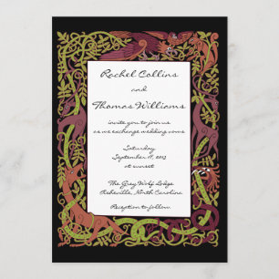 Woodland Tones Celtic Animals Wedding Invitation Kaart