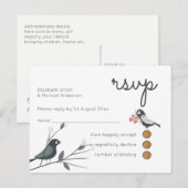 Woodland Tortelduifjes Bruiloft RSVP Return Budget Uitnodiging Briefkaart (Voorkant / Achterkant)