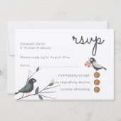 Woodland Tortelduifjes Wedding RSVP MENU Rustic Kr Kaart (Voorkant)