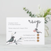 Woodland Tortelduifjes Wedding RSVP MENU Rustic Kr Kaart (Staand voorkant)