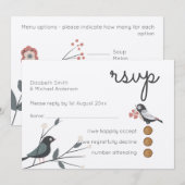 Woodland Tortelduifjes Wedding RSVP MENU Rustic Kr Kaart (Voorkant / Achterkant)