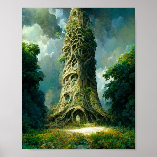 Woodland Tower Fantasy Art Poster (Voorkant)