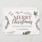 Woodland Traditionele Rustieke Waterverf Kerst Feestdagenkaart (Voorkant)