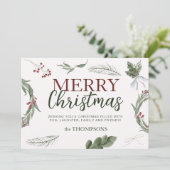 Woodland Traditionele Rustieke Waterverf Kerst Feestdagenkaart (Staand voorkant)