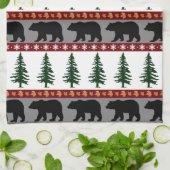 Woodland Trails Beer en pijnbomen - Cabin Life Theedoek (Gevouwen)