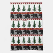 Woodland Trails Beer en pijnbomen - Cabin Life Theedoek (Verticaal)