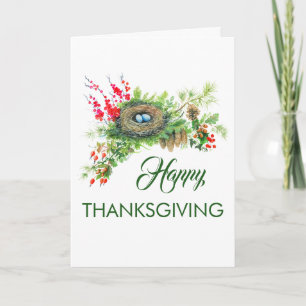 Woodland Treasures Bird Nest Thanksgiving Kaart