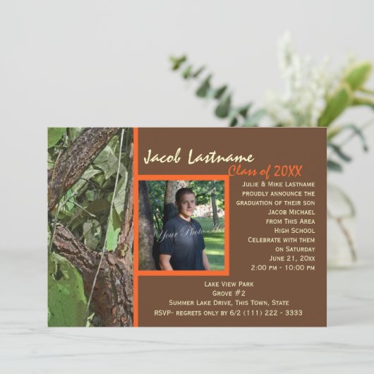 Woodland Tree Afstuderen Foto Kaart (Staand voorkant)