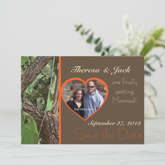 Woodland Tree Bark Bewaar de datum Save The Date (Staand voorkant)