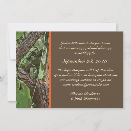 Woodland Tree Bark Bewaar de datum Save The Date (Achterkant)