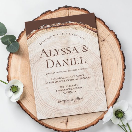 Woodland Tree bark ring Rustic Wedding  Kaart