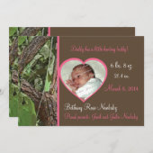 Woodland Tree Camo Baby Girl Aankondiging (Voorkant / Achterkant)