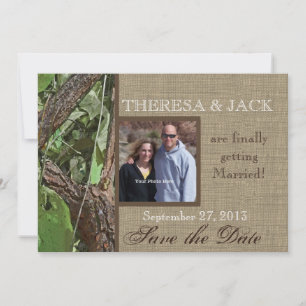 Woodland Tree en Burlap Save the Date